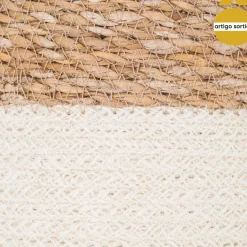 Cesto Seagrass Natural Y Blanco 18cm