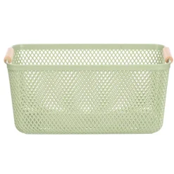 Cesto verde con asa de bambú 32x20.5cm