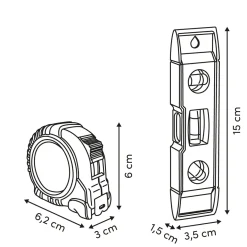 Cinta métrica 3M + Nivel de burbuja 15cm