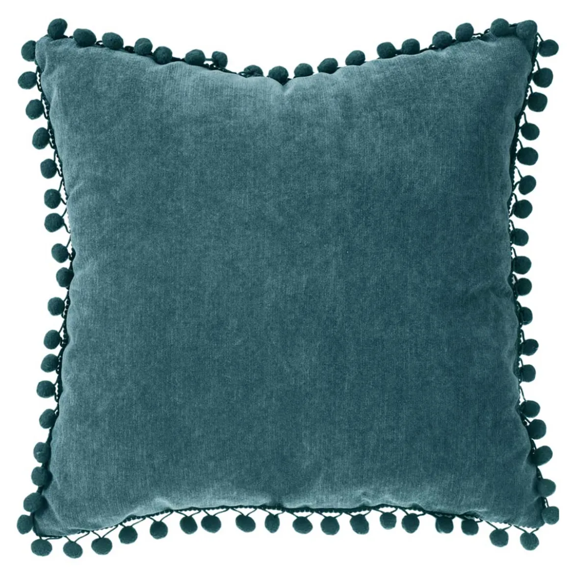 Cojín Azul Con Pompones 40x40Cm