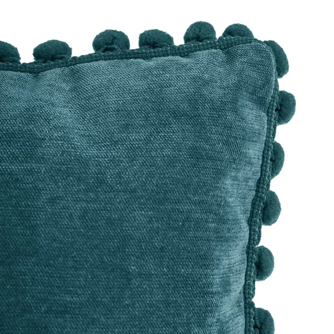 Cojín Azul Con Pompones 40x40Cm