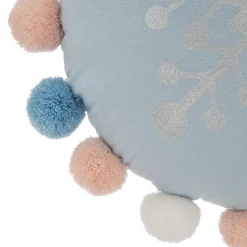 Cojín Azul Snow Con Pompones 35cm