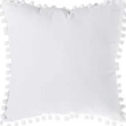 Cojín Blanco Con Pompones 40x40Cm
