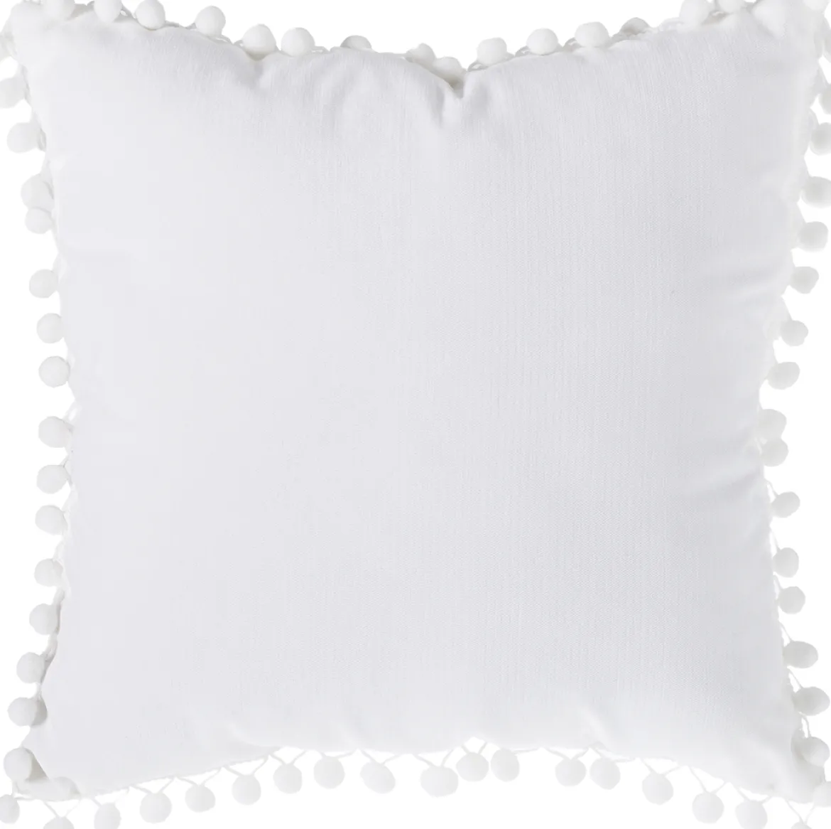 Cojín Blanco Con Pompones 40x40Cm