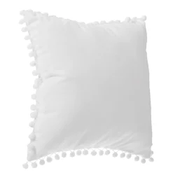 Cojín Blanco Con Pompones 40x40Cm