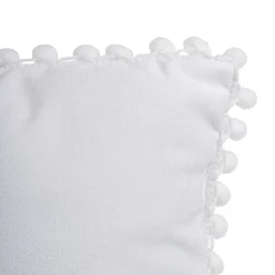 Cojín Blanco Con Pompones 40x40Cm