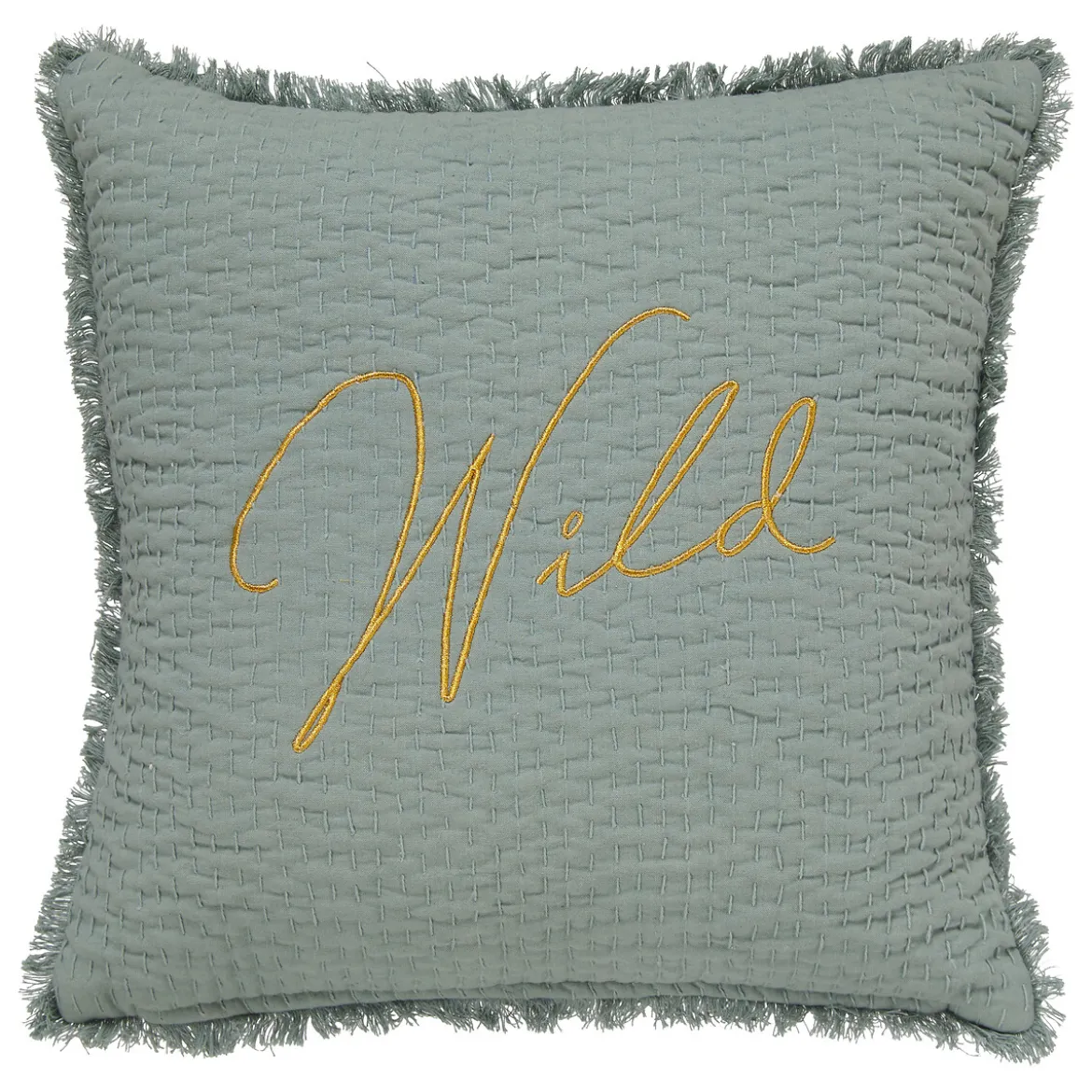 Cojín bordado WILD ROMANCE verde 45x45cm
