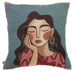 Cojín figura mujer HOMY azul 40x40cm