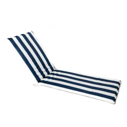 Cojín para tumbona a rayas blancas y azules