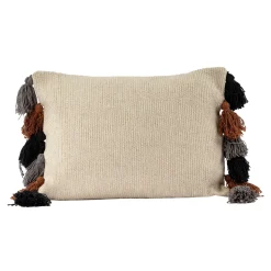 Cojín SAIDIA beige con pompones 35x50Cm