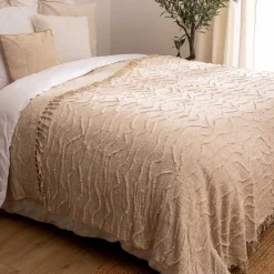 Colcha Slub Con Tuft Beige 240x260cm