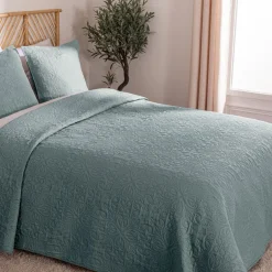 Colcha y 2 fundas almohada ARABESQUE azul 240x260