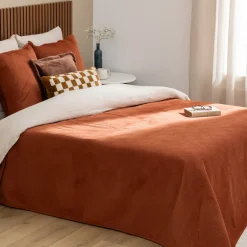 Colcha y 2 fundas de almohada LILOU terracota