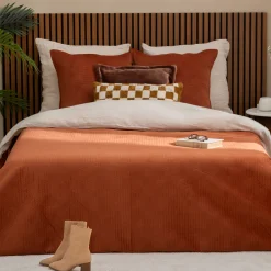 Colcha y 2 fundas de almohada LILOU terracota