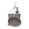 Conjunto De 3 Accesorios Baño Rayas Gris Pardo