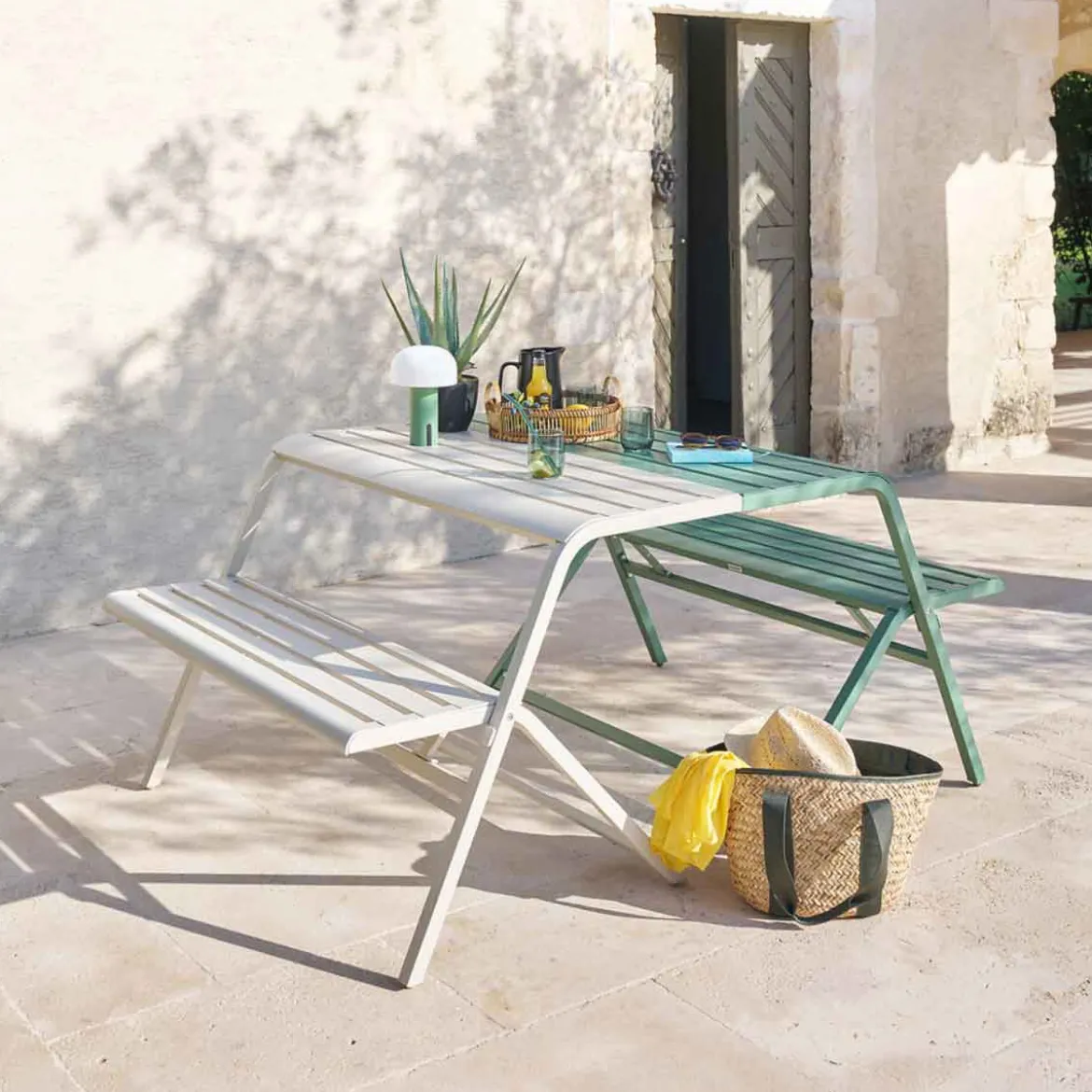 Conjunto de balcón DRILIA metálico verde