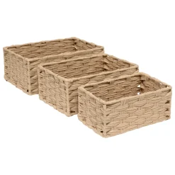Conjunto de 3 cestas altas TRESSE beige