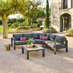Conjunto de jardín esquinero gris oscuro ÉVASION