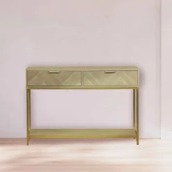 Consola CHEVRON beige de mdf con 2 cajones