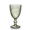 Copa De Agua Diamante Verde De Vidrio 340ml