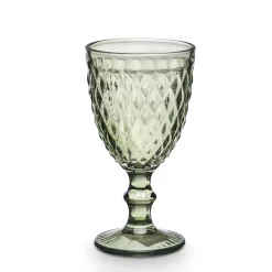 Copa De Agua Diamante Verde De Vidrio 340ml
