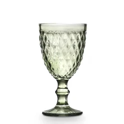Copa De Agua Diamante Verde De Vidrio 340ml
