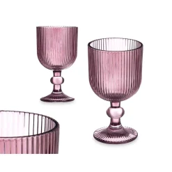 Copa De Vino Rayas Rosa Vidrio 26Cl