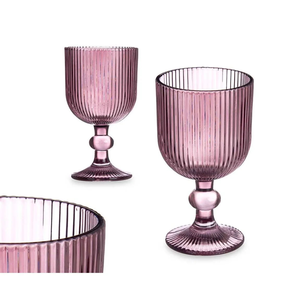 Copa De Vino Rayas Rosa Vidrio 26Cl