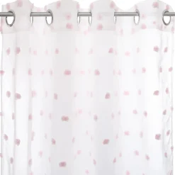 Cortina Blanca C/Pompones Rosa 140x240Cm