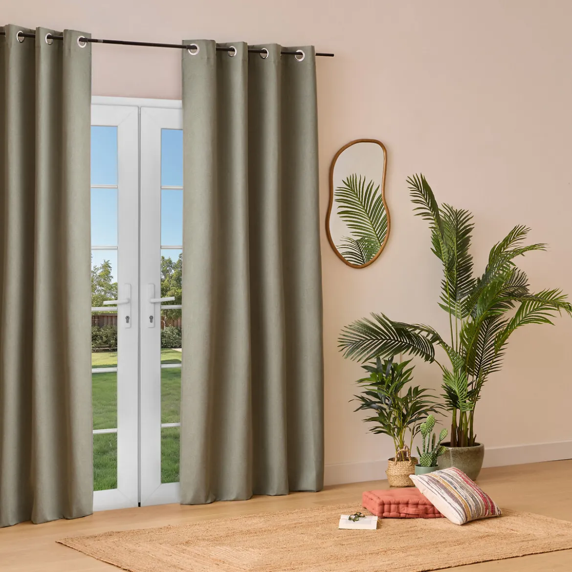 Cortina KYS aislante verde caqui 140x260cm