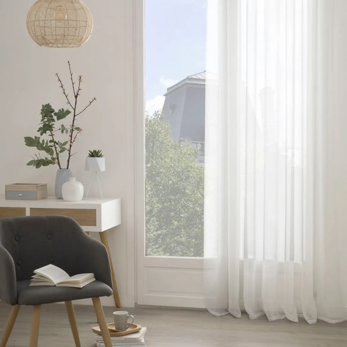 Cortina Organza Blanca 140x240Cm