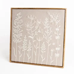 Cuadro decorativo con flores gris 50x50cm