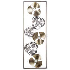 Cuadro Metálico Dorado Flor 31x89Cm
