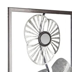 Cuadro Metálico Plateado Flor 25x61Cm