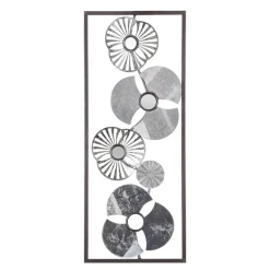 Cuadro Metálico Plateado Flor 25x61Cm