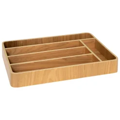 Cubertero con 5 compartimentos beige de madera