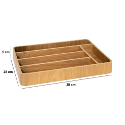 Cubertero con 5 compartimentos beige de madera