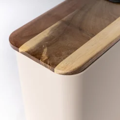 Cubo de baño con tapa de metal beige 5l