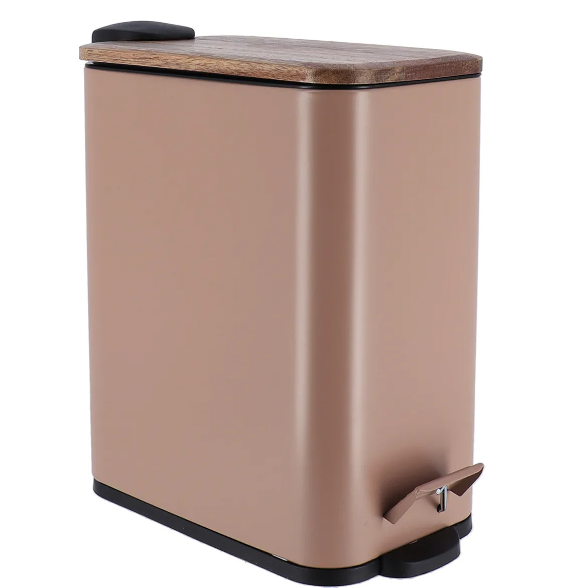 Cubo de baño con tapa en metal gris pardo 5l