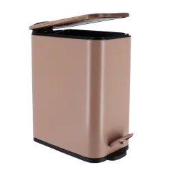 Cubo de baño con tapa en metal gris pardo 5l