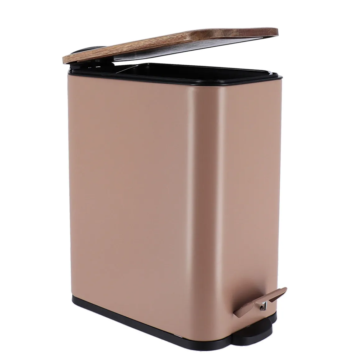 Cubo de baño con tapa en metal gris pardo 5l