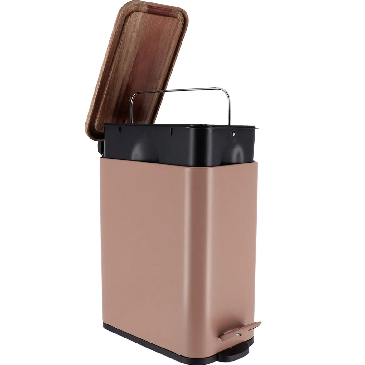 Cubo de baño con tapa en metal gris pardo 5l