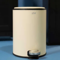 Cubo de basura beige de metal con pedal DELTA 6l