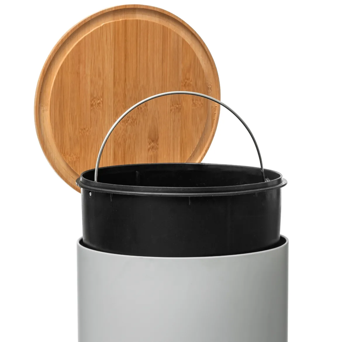 Cubo De basura Con Tapa De Bambú 30L