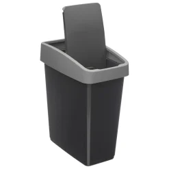 Cubo de basura de dos aberturas negro 45L