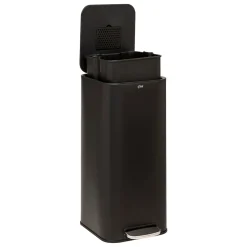 Cubo de basura DELTA negro metálico 30L