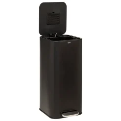 Cubo de basura DELTA negro metálico 30L