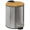 Cubo De Basura Inox C/Tapa De Bambú 3L