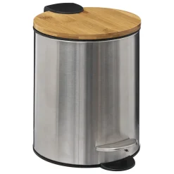 Cubo De Basura Inox C/Tapa De Bambú 3L