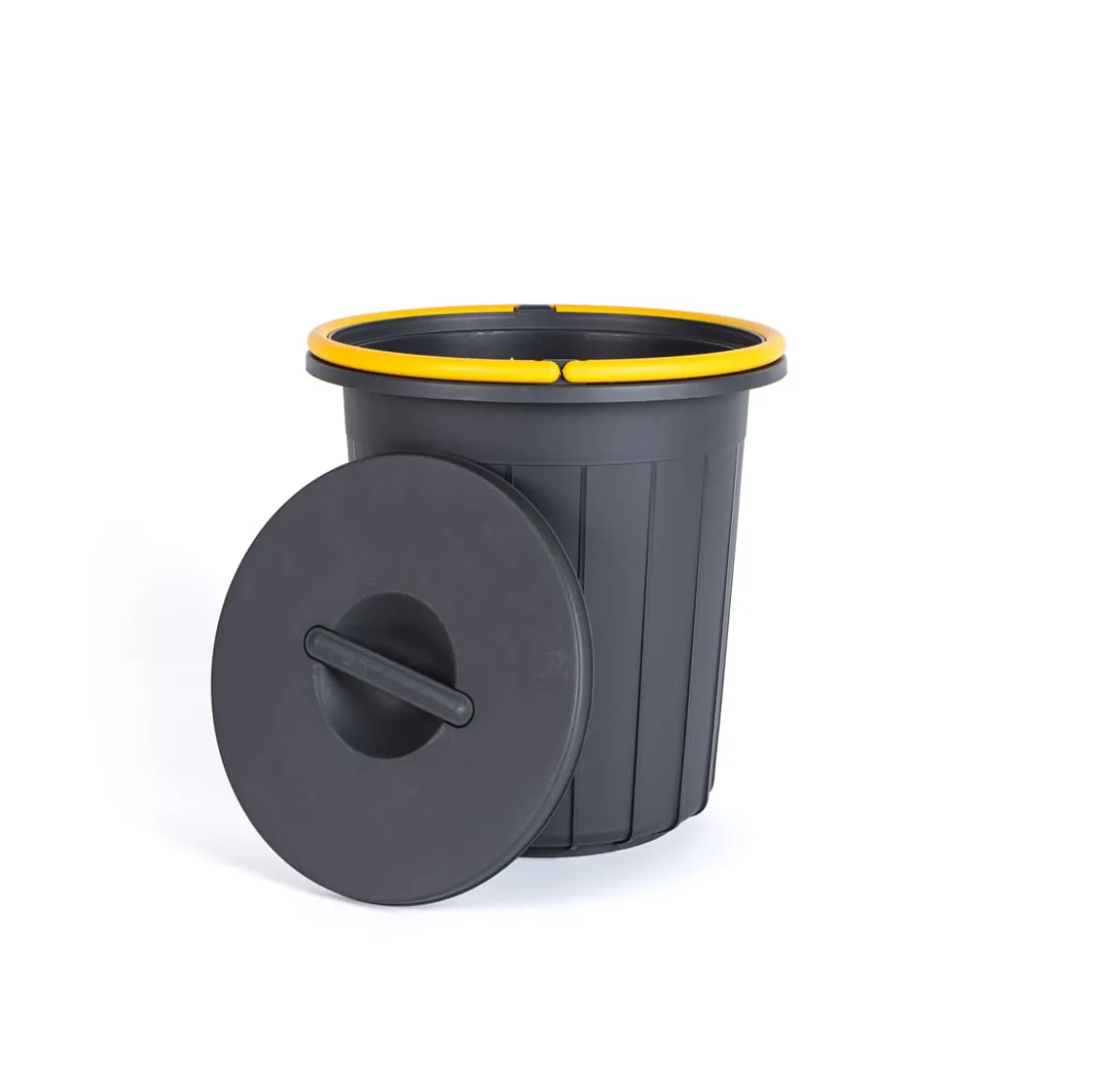 Cubo reciclaje negro con asa amarilla 25L